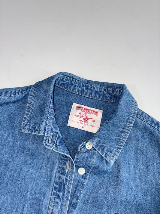 True Religion Medium Wash Denim Button-Up Shirt (S)