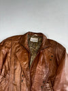 Vintage 90s London Fog Charcoal Leather Bomber – Contrast Suede Collar (M)