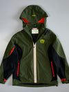 Fila Technical Hooded Outdoor Jacket | Olive Green Black Red Colorblock Military Crest (L)
