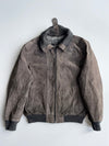 C&A Vintage Grey Suede Pig-Split Shearling Bomber Jacket (L)
