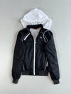 Puma Terry Lined Hooded Windbreaker Jacket Black White( S)