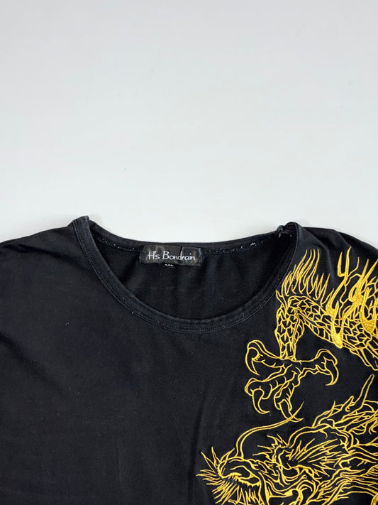 H’s Bondrain Black Dragon & Koi Embroidered Long Sleeve Tee (Xl)