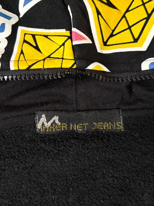 Mak Ernet All-Over Graphic Zip-Up Hoodie Jacket Black Multi (M)