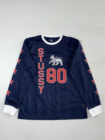 Vintage Stussy Navy Mesh Long Sleeve Jersey (M)