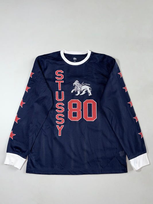 Vintage Stussy Navy Mesh Long Sleeve Jersey (M)