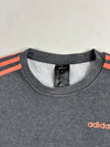 Adidas Essentials Grey & Coral 3-Stripes Fleece Crewneck Sweatshirt (S)