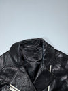Spell Black Genuine Leather Asymmetrical Moto Biker Jacket with Silver Zippers (S)
