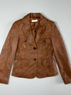 On & On | Tan Brown Leather Blazer Women’s (Xxs)