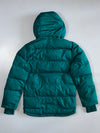Adidas Originals Trefoil Colorblock Fleece-Lined Hooded Puffer Jacket Teal and detachable Cap (M)