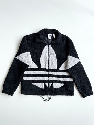 Adidas Originals Big Trefoil Sherpa Fleece Jacket – Black/Grey (XL)