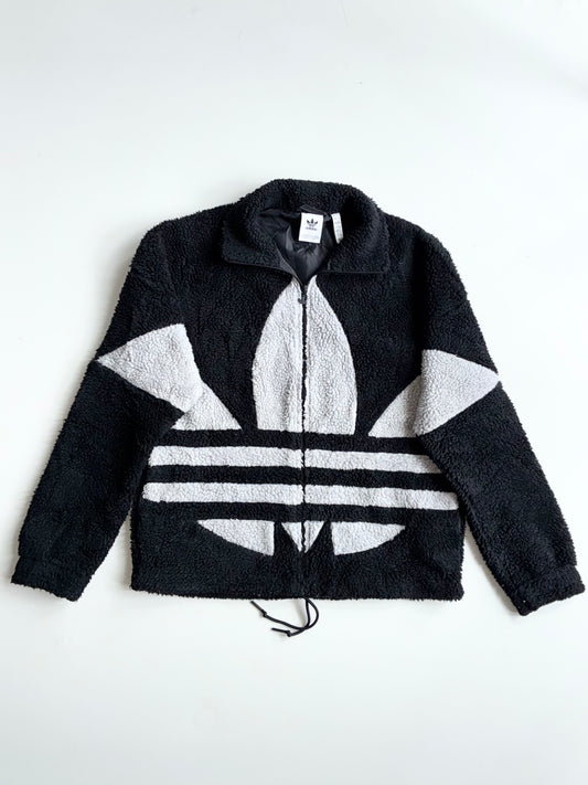 Adidas Originals Big Trefoil Sherpa Fleece Jacket – Black/Grey (XL)
