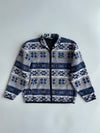 Natural Clothes Style Nordic Fair Isle Fleece Jacket (L)