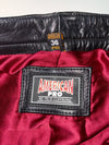 American Pro Black Leather Lace-Up Biker Pants (W:36) (L:45)