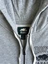 Roots Canada Full Zip Hoodie Grey Marl Beaver Arch Logo Fleece Sweatshirt (S)