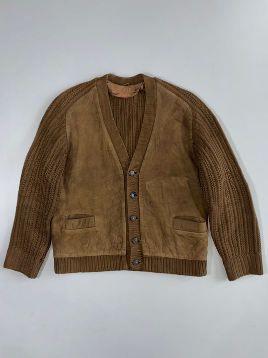 Sued Leather Wool Premium Cardigan Jacket (M/L)