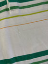 Y2K Adidas White Green Striped Polo T-Shirt (L)