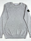 Stone Island Grey Ribbed Knit Raglan Crewneck Sweater (L)