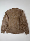 Vintage Brown Leather Bomber Jacket With Ribbed Collar (XL)