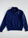 Polo Golf Ralph Lauren Quarter-Zip Knit Sweater with Suede Trim – Navy (S)