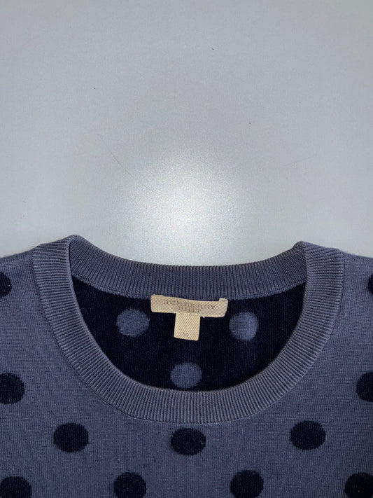 Burberry Polka Dot Cotton-Cashmere Blend Crewneck Sweatshirt (M)