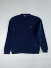 Vintage Chaps Crest Logo Chunky Knit Crewneck Sweater – Navy (L)