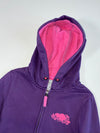 Roots Athletics Fleece-Lined Zip-Up Hoodie Purple/Pink, Beaver Logo, Thumbholes, (XS)