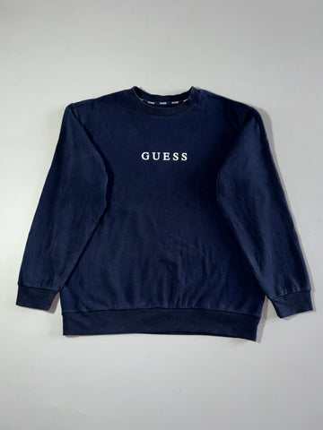 Guess Navy Spellout Sweatshirt – Fleece Lined | (XL)