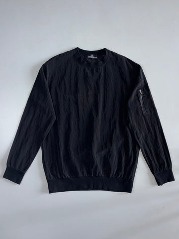 Stone Island Nylon Metal Arm Zip Pocket Crewneck Sweatshirt Black (L)