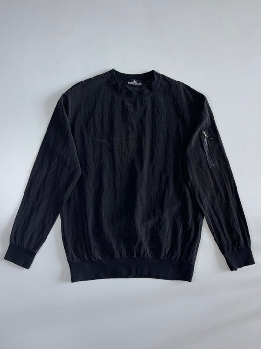 Stone Island Nylon Metal Arm Zip Pocket Crewneck Sweatshirt Black (L)