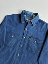 Vintage Lee Blue Denim Pearl Snap Western Shirt (XL)