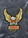 Vintage Leather Club Black Leather Biker Vest – Daytona '00 Eagle Patch (M)