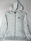 Tommy Hilfiger Grey Full Zip Hoodie Big Flag Logo Sleeve Print Size (M)