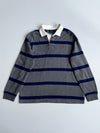 Polo Ralph Lauren Striped Rugby Shirt – Grey/Navy with White Collar (2Xl)