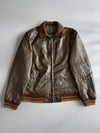 Vintage Leather Bomber Jacket with Victory House Polo Game (L)