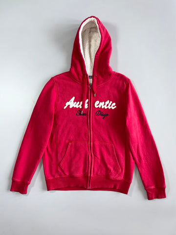 Hang Ten “Authentic San Diego” Sherpa-Lined Zip Hoodie (Fur Inside)(S)