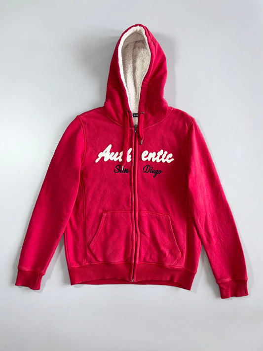 Hang Ten “Authentic San Diego” Sherpa-Lined Zip Hoodie (Fur Inside)(S)