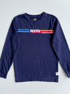 Roots Kids Navy Retro Stripe Logo Crewneck Sweatshirt (S)