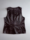 Danier Leather Button-Up Vest Dark Brown Womens leather, V-neck (M)