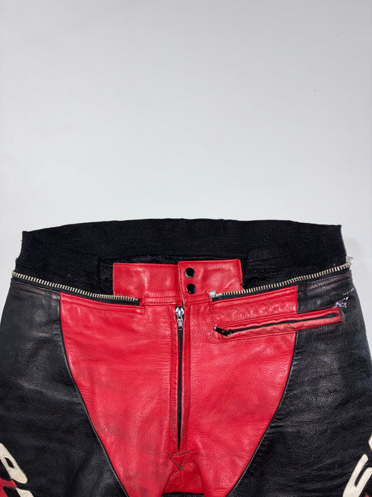 Büse Red & Black Armored Leather Motorcycle Racing Pants (W:37) (L:40)