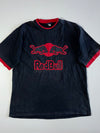 Vintage Red Bull Black & Red Ringer Appliqué Logo T-Shirt (L)