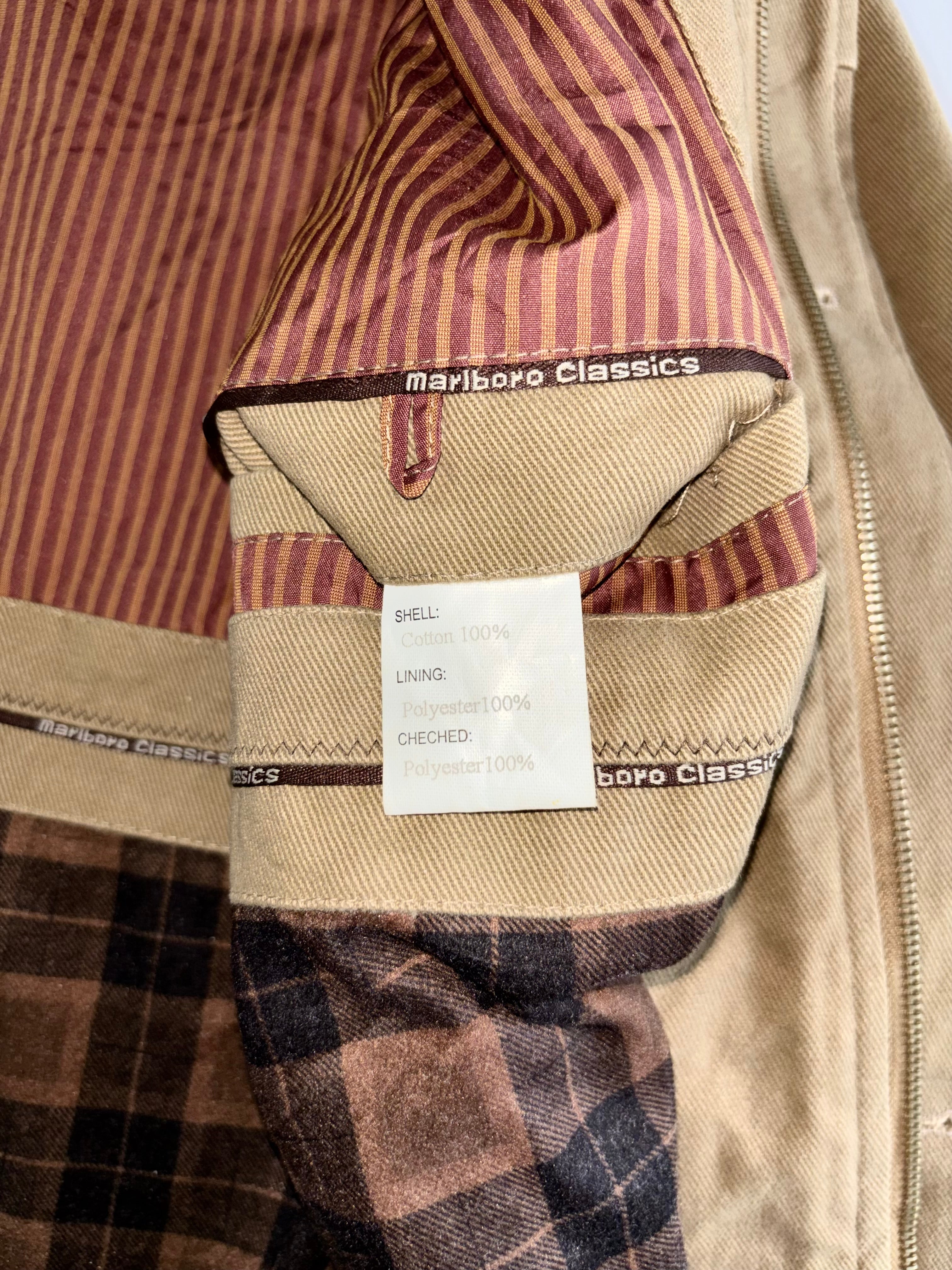 Vintage Marlboro Classics Canvas Jacket Khaki Corduroy Collar