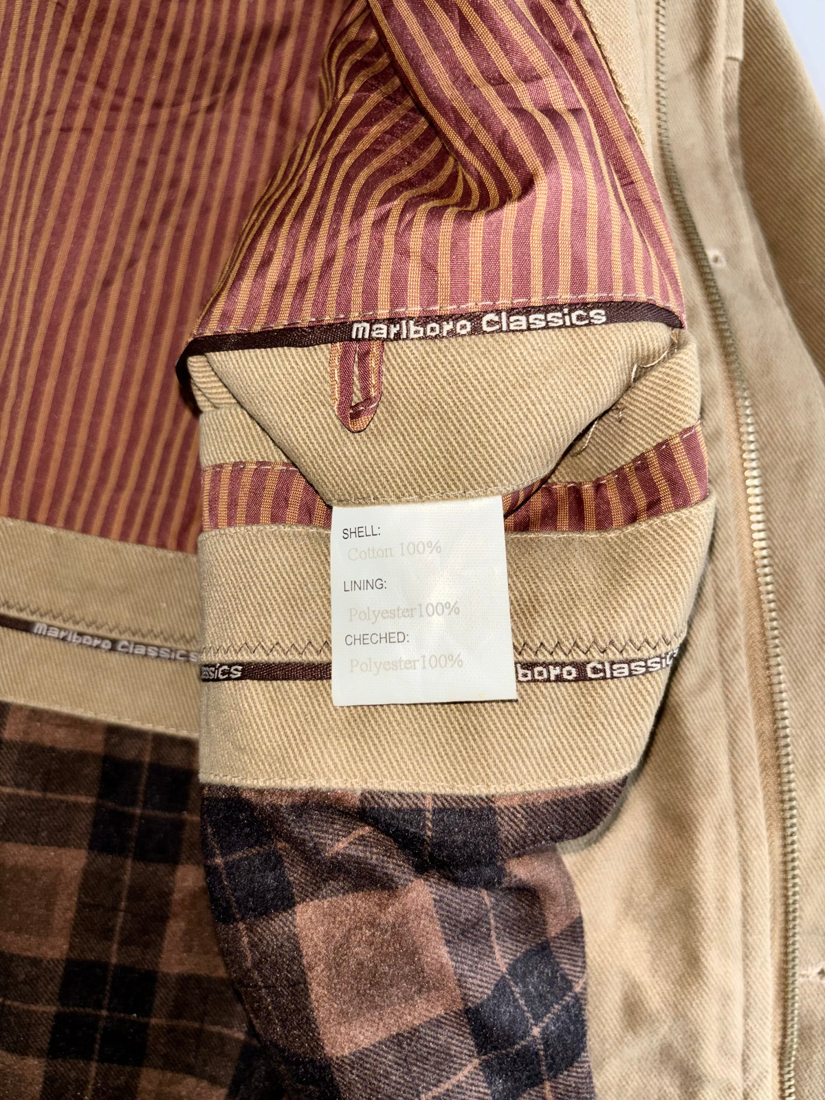 Vintage Marlboro Classics Canvas Jacket Khaki Corduroy Collar 