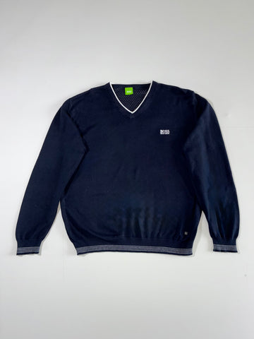 BOSS Hugo Boss Navy V-Neck Sweater(L)