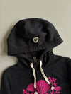 Roots Canada Beaver Logo Zip-Up Hoodie Black Pink Embroidery (XS)