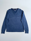 Tommy Hilfiger Blue Cotton Cashmere V-Neck Sweater – Size (L)