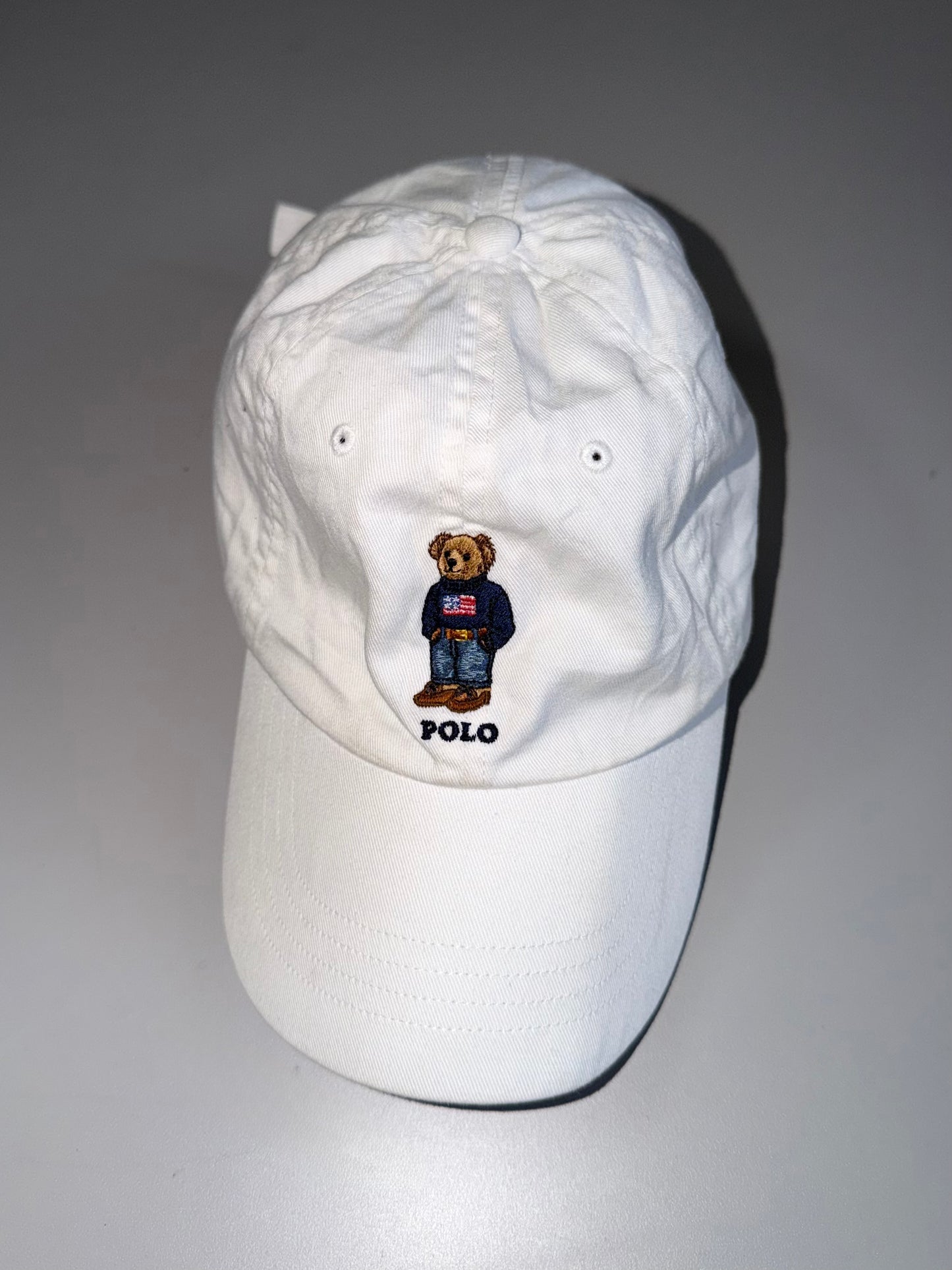 ZIconic*Polo*Ralph*Lauren Polo Bear Embroidered White Cap (Adjustable Fit)