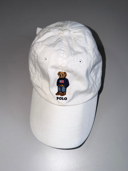 ZIconic*Polo*Ralph*Lauren Polo Bear Embroidered White Cap (Adjustable Fit)