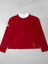 Kappa Maroon Mock Neck Fleece Top – White Collar Sporty Long Sleeve (S/M)