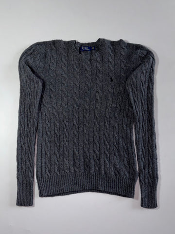 Polo Ralph Lauren Cable Knit Crewneck Sweater – Charcoal Grey (M)