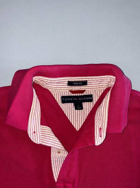 Tommy Hilfiger Trim Fit Flag Logo Polo Shirt
Hot Pink — Striped Collar Detail (L)